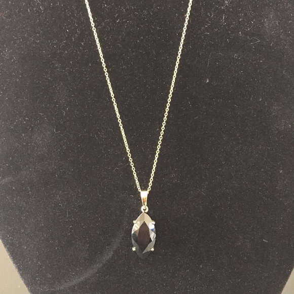 Black Spinel 18K Gold Over Silver Pendant/Chain - Picture 2 of 3